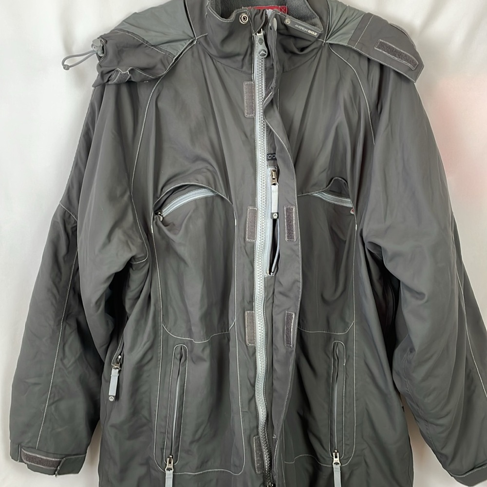 American Eagle Men's Gray Hooded Ski Jacket w/Lots of Zipper Pockets - Size XL - Picture 4 of 17